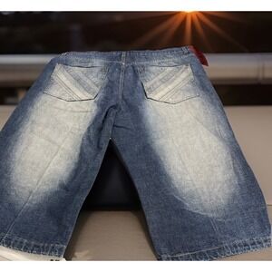 Skater Y2K Men Sz 42 Blue Denim Below Knee Shorts Baggie Ultra‎ Wide Leg Pockets